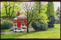 Visitor Center, oil on board, 14 in. x 23 in., 2023